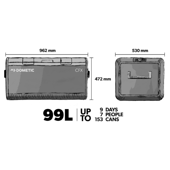 Dometic CFX3 100 - 99L 12v,24v,220v Kompresörlü Taşınabilir Karavan Buzdolabı