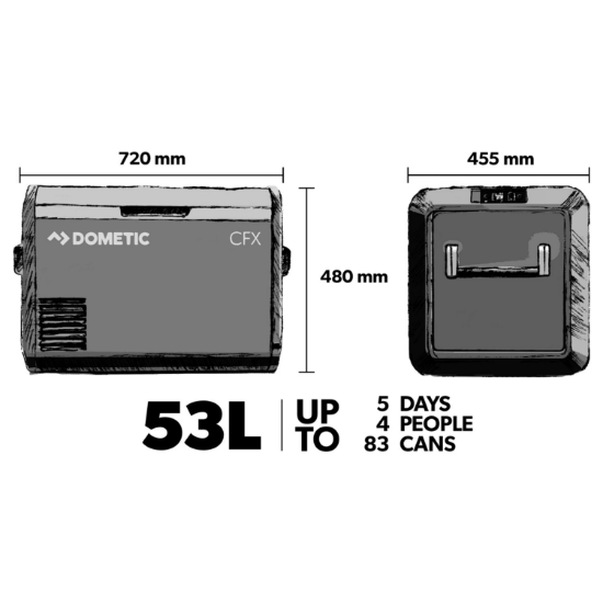 Dometic CFX3 55IM 53L 12v,24v,220v Kompresörlü Taşınabilir Karavan Buzdolabı