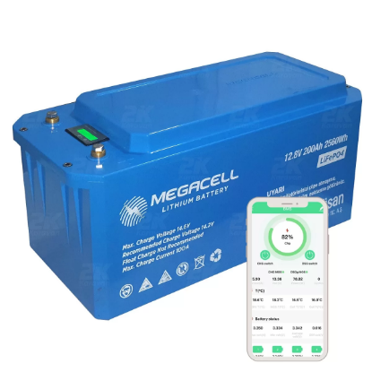 MEGACELL 12.8V 200Ah Bluetooth LiFePO4 ABS Lityum Akü resmi