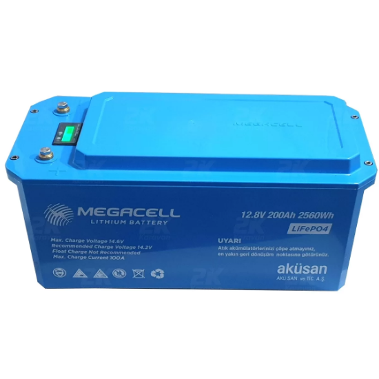 MEGACELL 12.8V 200Ah Bluetooth LiFePO4 ABS Lityum Akü resmi