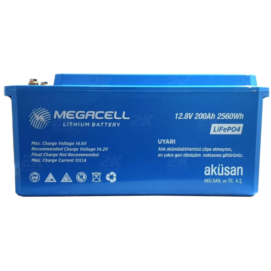 MEGACELL 12.8V 200Ah Bluetooth LiFePO4 ABS Lityum Akü resmi