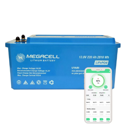 MEGACELL 12.8V 220Ah Bluetooth LiFePO4 ABS Lityum Akü resmi