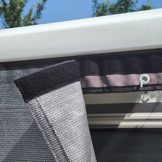 2K 200x80cm Karavan Tentesi Önü Askılı Cepli Ön Gölgelik resmi