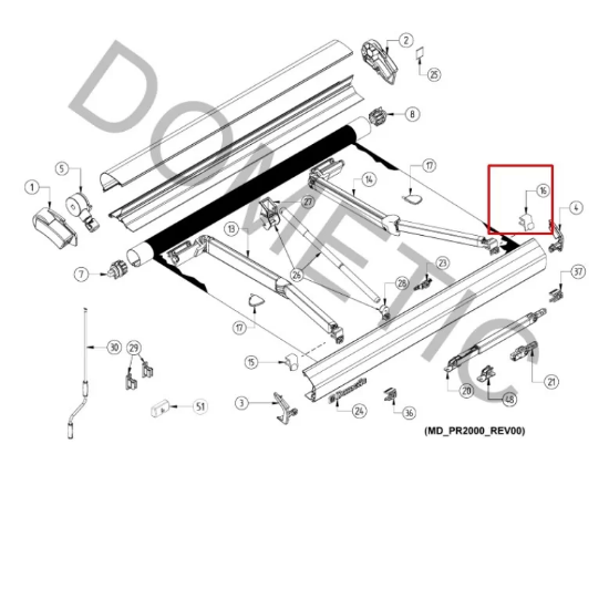 Dometic PW1100/PR2000 Left No.16 Part.4453000881 Tente Yedek Parçası resmi