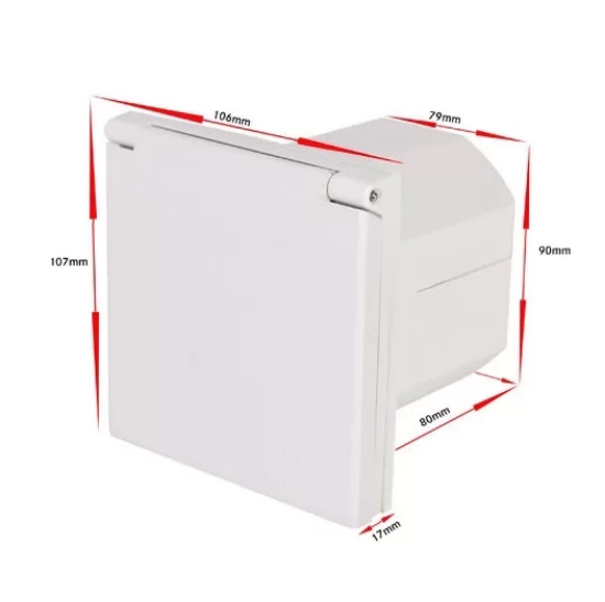 ABL CEE IP44 220V Dahili Gömme Karavan 220v Elektrik Girişi - Krem resmi