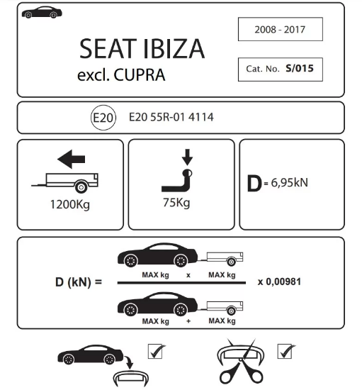 Hakpol - Seat IBIZA Stationwagon 06/2010 -, Hatchback 09/2008 - 05/2017 Çeki Demiri resmi