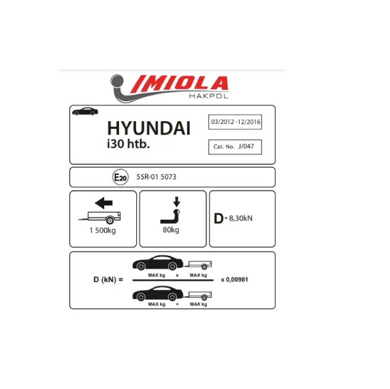 Hakpol - Hyundai i20 01/2014 - 2018 arası Çeki Demiri resmi