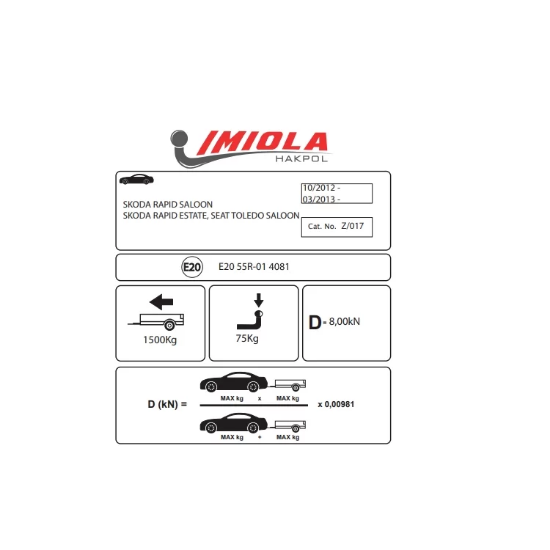 Hakpol Seat Toledo Sedan 2013 ve Sonrası Çeki Demiri resmi