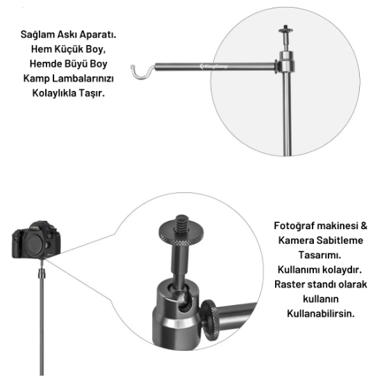 KingCamp Lantern Pile Driver Alüminyum Kamp Lamba Standı resmi