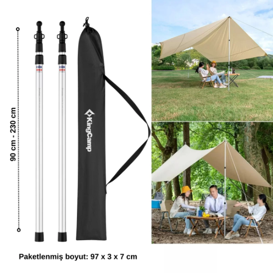 KingCamp Bumper Tarp Pole 2'li Teleskopik Tarp & Çadır & Gölgelik Direği resmi