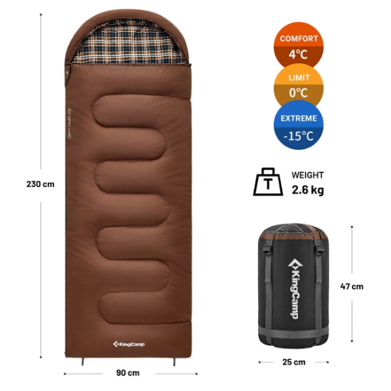 KingCamp Cloud 400 Ultra Uyku Tulumu Coffee Sol F. resmi