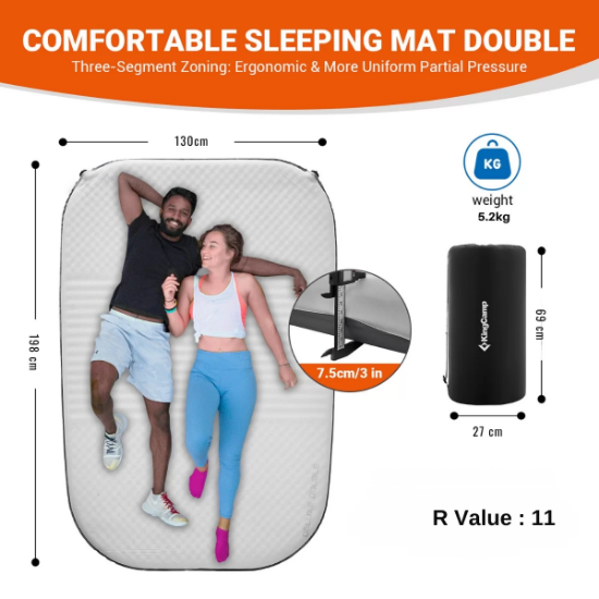 KingCamp Deluxe Double 7,5 cm Çift Kişilik Şişme Mat R:11 resmi