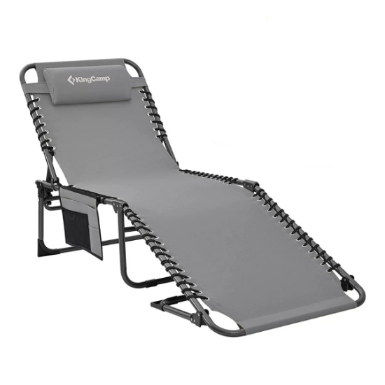 KingCamp Berlin Classic Comfort Lounge 5 Kademeli Katlanır Şezlong Grey resmi