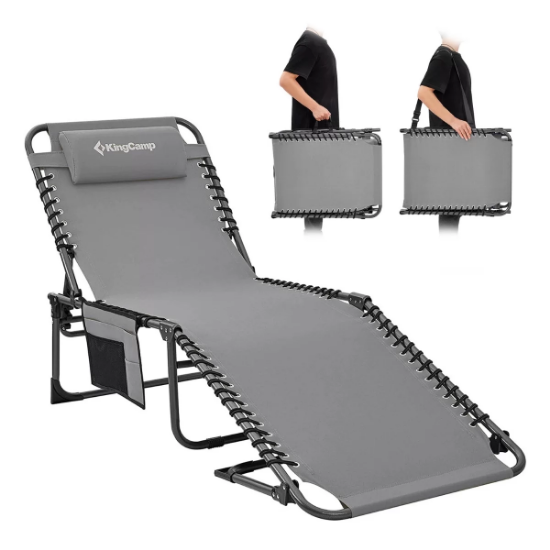 KingCamp Berlin Classic Comfort Lounge 5 Kademeli Katlanır Şezlong Grey resmi