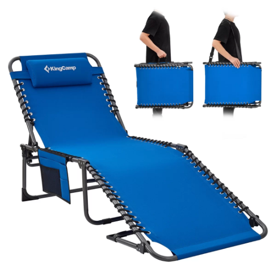 KingCamp Berlin Classic Comfort Lounge 5 Kademeli Katlanır Şezlong Blue resmi