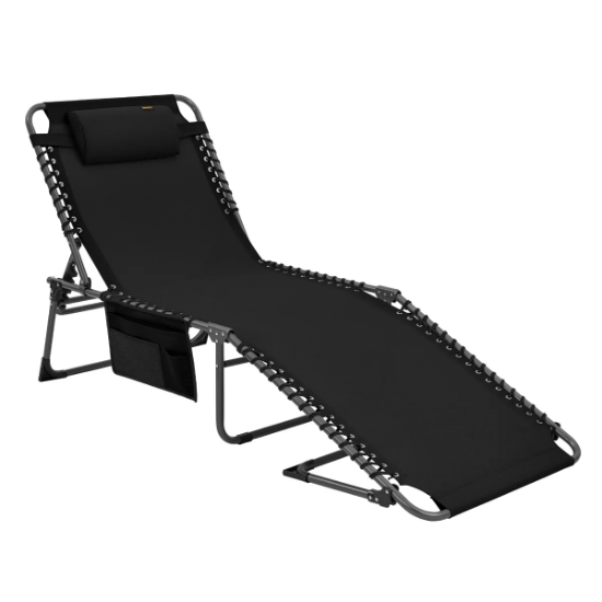 KingCamp Berlin Comfort Lounge 5 Kademeli Katlanır Şezlong Black resmi