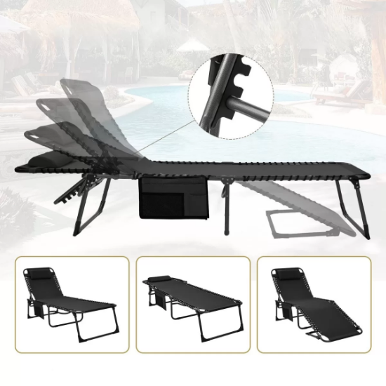 KingCamp Berlin Comfort Lounge 5 Kademeli Katlanır Şezlong Black resmi