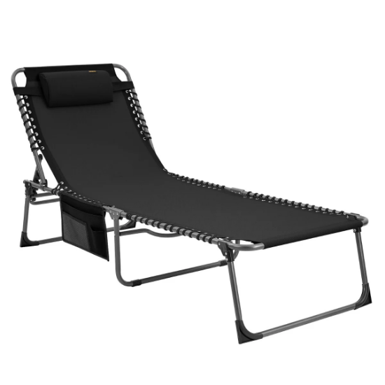 KingCamp Bavaria XL 4 Kademeli Katlanır Şezlong Black resmi