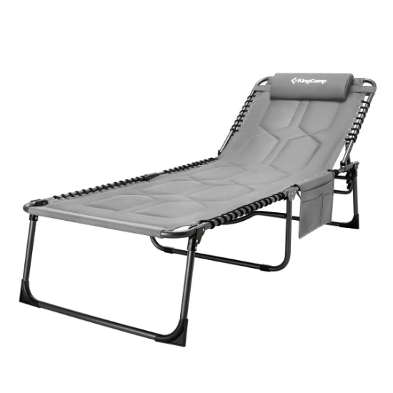 KingCamp Bavaria Cozy Premium 5 Kademeli Katlanır Şezlong Grey resmi