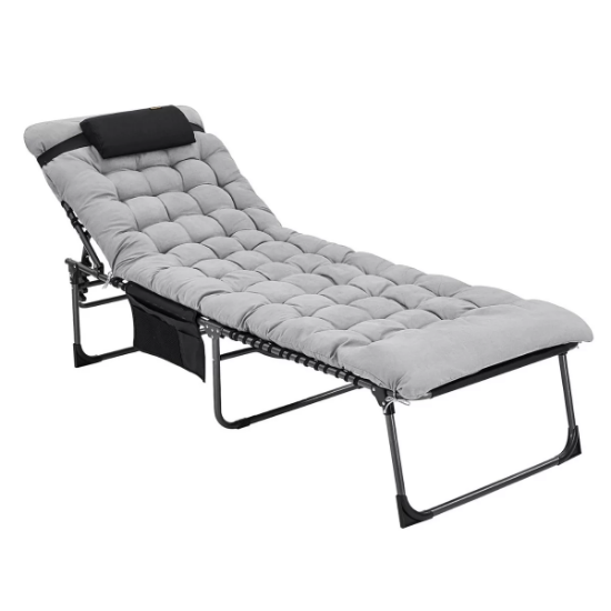 KingCamp Hamburg Cool Plus 5 Kademeli Katlanır Şilteli Şezlong Black & Grey resmi
