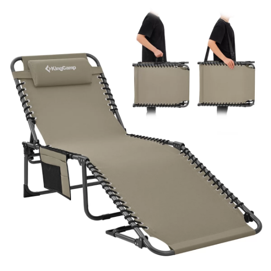 KingCamp Berlin Classic Comfort 2'li Set 5 Kademeli Katlanır Şezlong Beige resmi