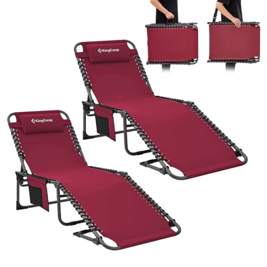 KingCamp Berlin Classic Comfort 2'li Set 5 Kademeli Katlanır Şezlong Wine resmi