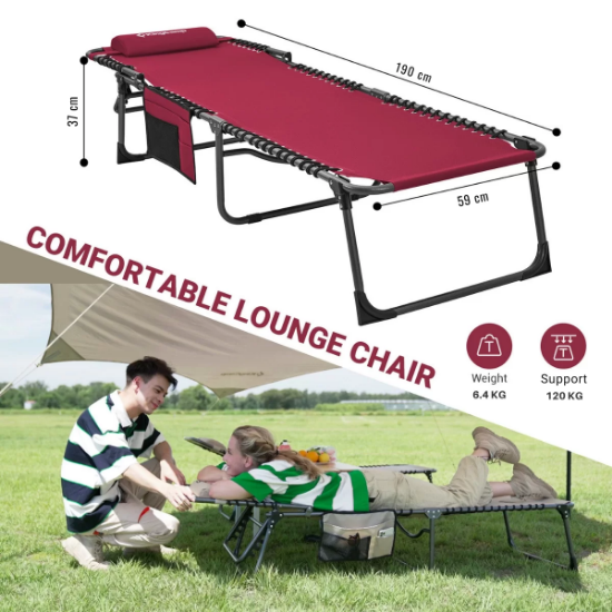KingCamp Berlin Classic Comfort 2'li Set 5 Kademeli Katlanır Şezlong Wine resmi