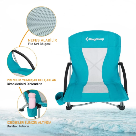 KingCamp Lilac Beach Chair Plaj ve Dinlenme Sandalyesi Cyan resmi