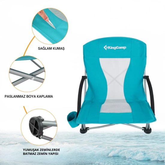 KingCamp Lilac Beach Chair Plaj ve Dinlenme Sandalyesi Cyan resmi