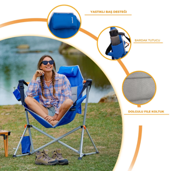 KingCamp Orchid Lux Ayak Dayamalı & Salıncaklı Hamak Kamp Sandalyesi Blue resmi