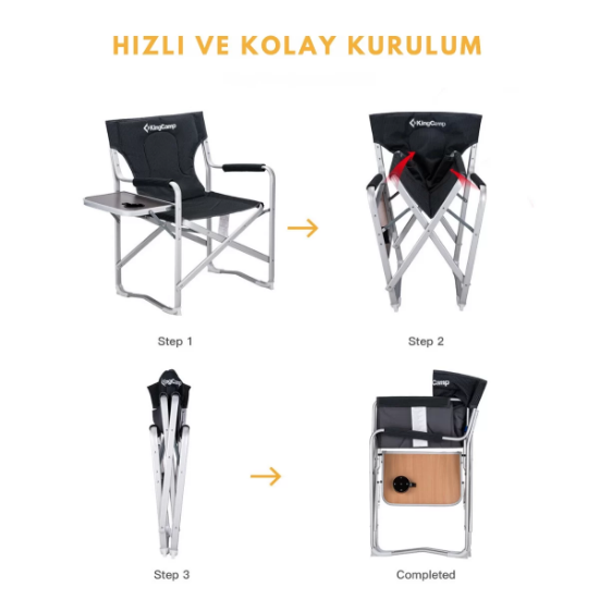 KingCamp Deluxe Director Chair Katlanır Ultralux Kamp Sandalyesi resmi