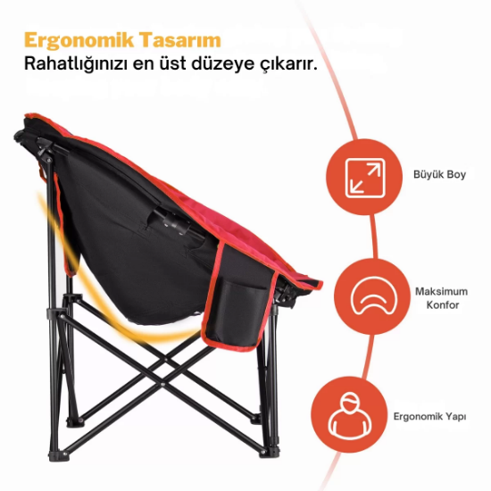 KingCamp Moon Ultra Konforlu Kamp Sandalyesi B.Red resmi