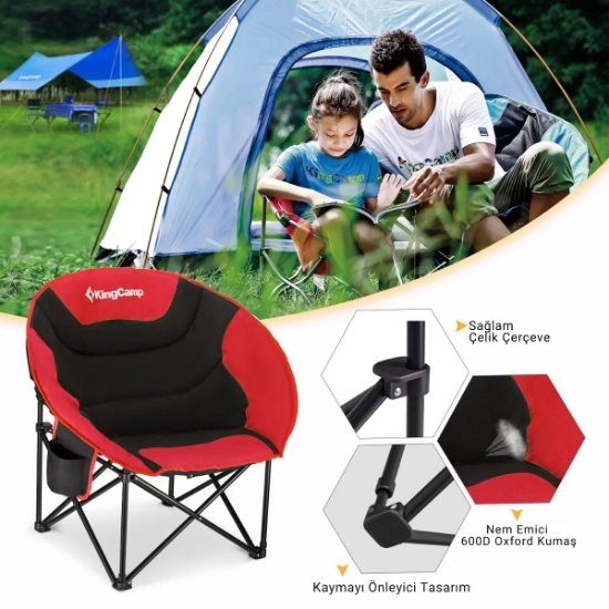 KingCamp Moon Ultra Konforlu Kamp Sandalyesi B.Red resmi