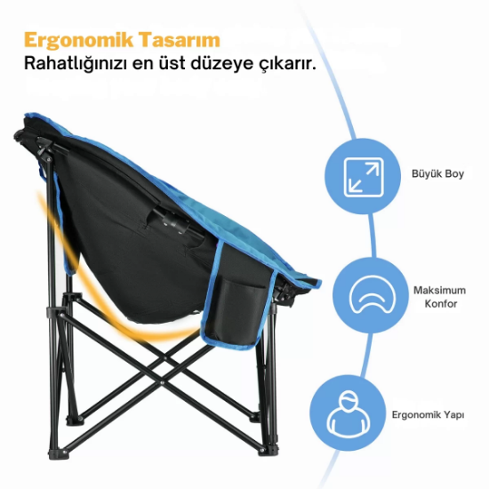 KingCamp Moon Ultra Konforlu Kamp Sandalyesi B.Blue resmi