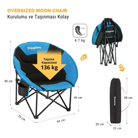 KingCamp Moon Ultra Konforlu Kamp Sandalyesi B.Blue resmi
