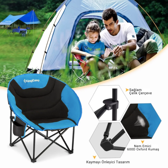 KingCamp Moon Ultra Konforlu Kamp Sandalyesi B.Blue resmi