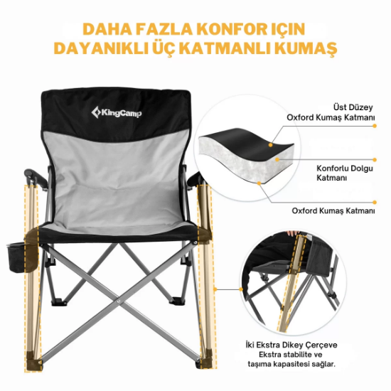 KingCamp Polar Comfort Takviyeli Katlanır Kamp Sandalyesi resmi