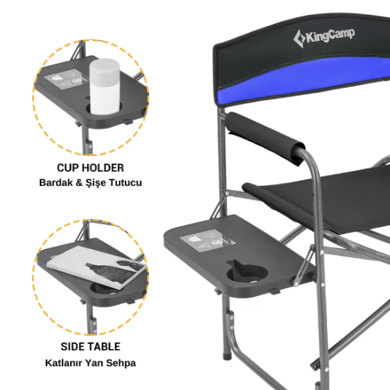 KingCamp Ash Comfort Katlanır Kamp Sandalyesi Blue resmi