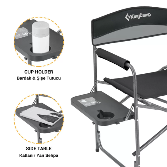 KingCamp Ash Comfort Katlanır Kamp Sandalyesi Grey resmi