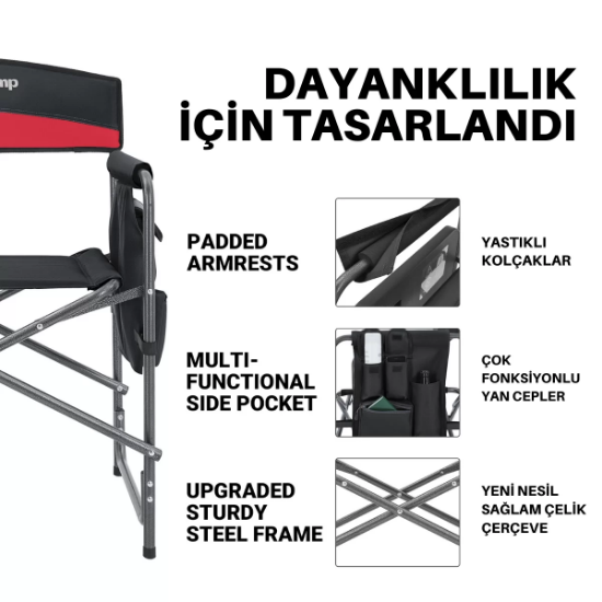 KingCamp Ash Comfort Katlanır Kamp Sandalyesi Red resmi
