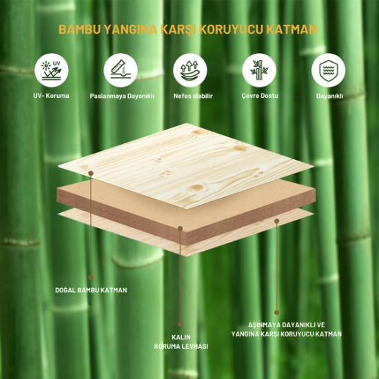 KingCamp Bamboo XL 120x70 Bambu Kamp Masası resmi