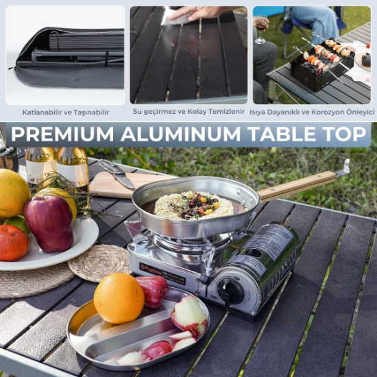KingCamp Granite Alüminyum Katlanır Kamp Masası Silver Blk resmi