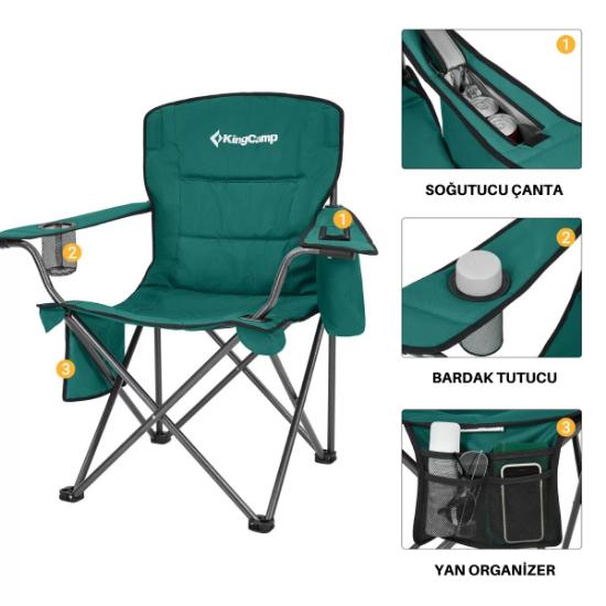 KingCamp Lotus XL Cool Ice Ultra Konforlu & Takviyeli Kamp Sandalyesi Green resmi