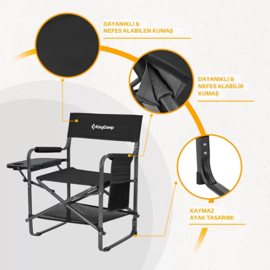 KingCamp Ash Compact Katlanır Kamp Sandalyesi Black resmi