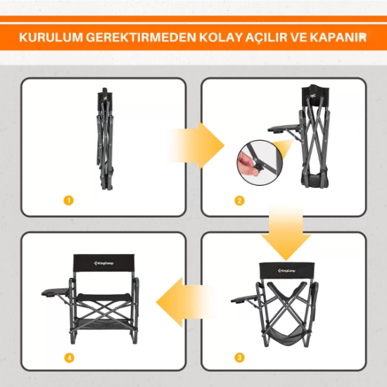 KingCamp Ash Compact Katlanır Kamp Sandalyesi Black resmi