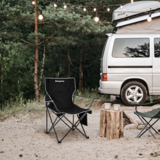 KingCamp Lotus Comfort Konforlu & Takviyeli Kamp Sandalyesi Black resmi