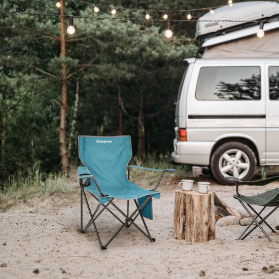 KingCamp Lotus Comfort Konforlu & Takviyeli Kamp Sandalyesi Cyan resmi
