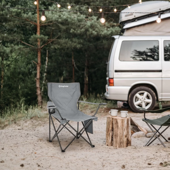 KingCamp Lotus Comfort Konforlu & Takviyeli Kamp Sandalyesi Grey resmi