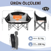KingCamp Loveseat Double Çift Kişilik Katlanır Kamp Sandalyesi B.Grey resmi
