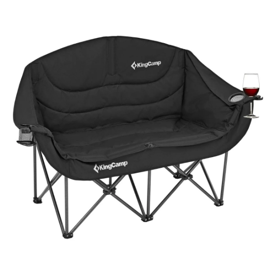 KingCamp Loveseat Double Çift Kişilik Katlanır Kamp Sandalyesi Black resmi